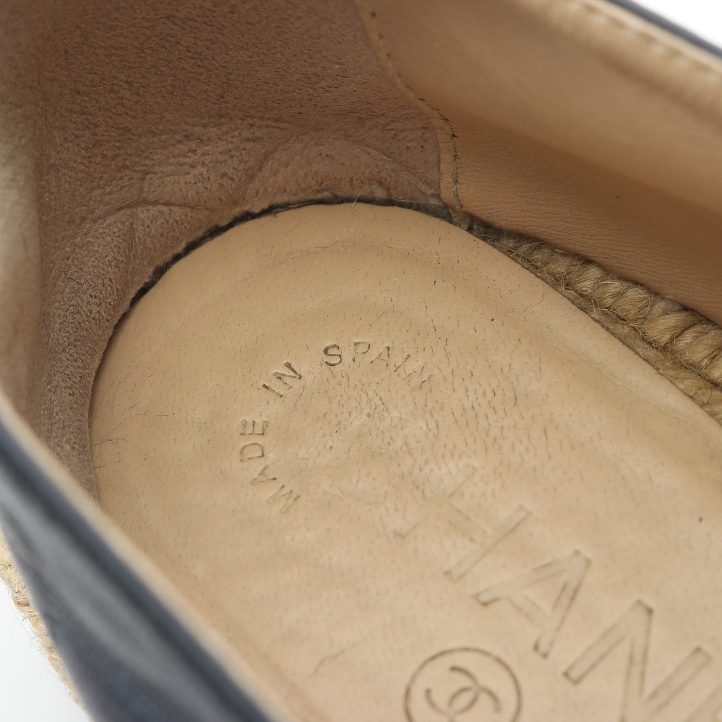 ココマーク エスパドリーユ スリッポン フラットシューズ レザー ネイビー シャネル シューズ CHANEL