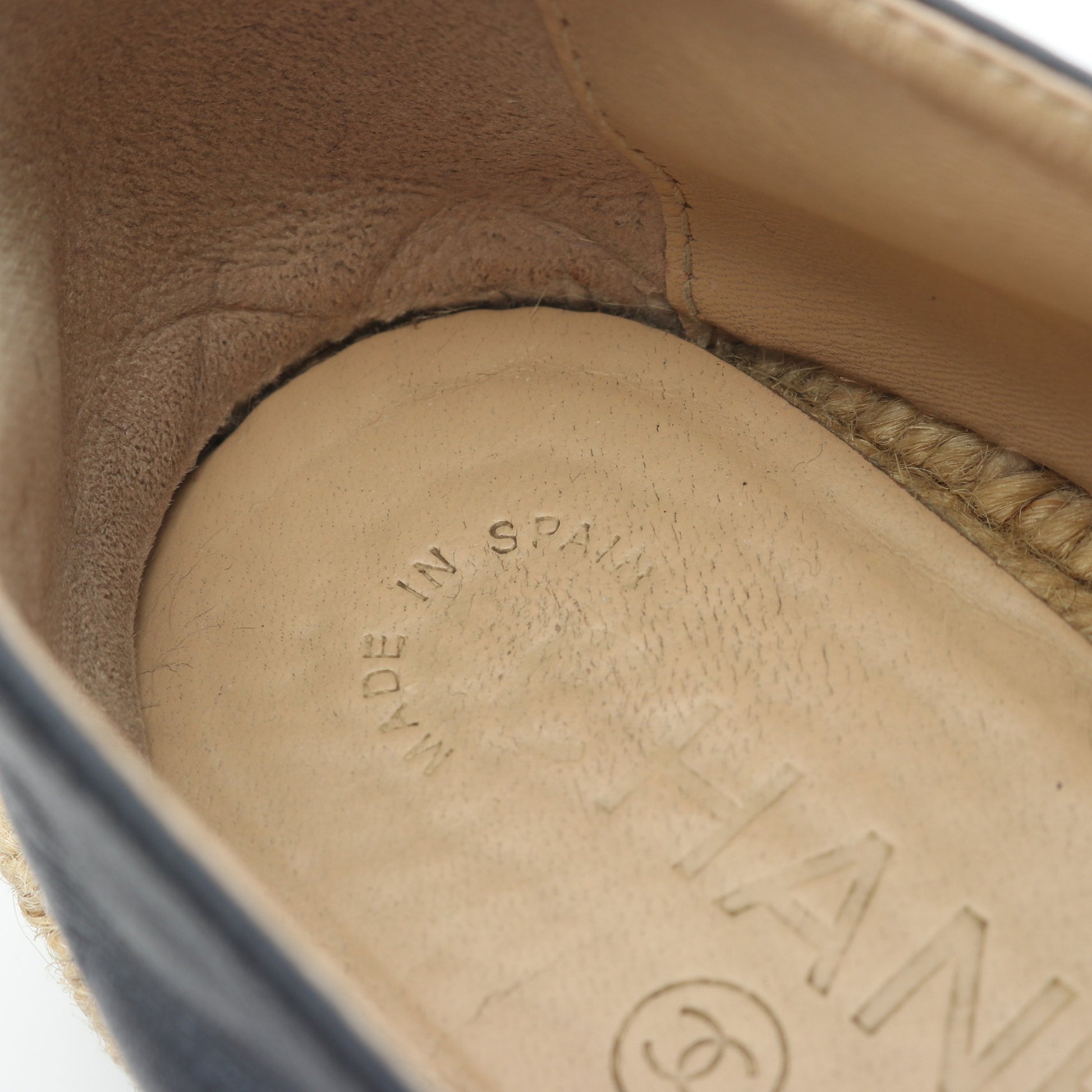 ココマーク エスパドリーユ スリッポン フラットシューズ レザー ネイビー シャネル シューズ CHANEL