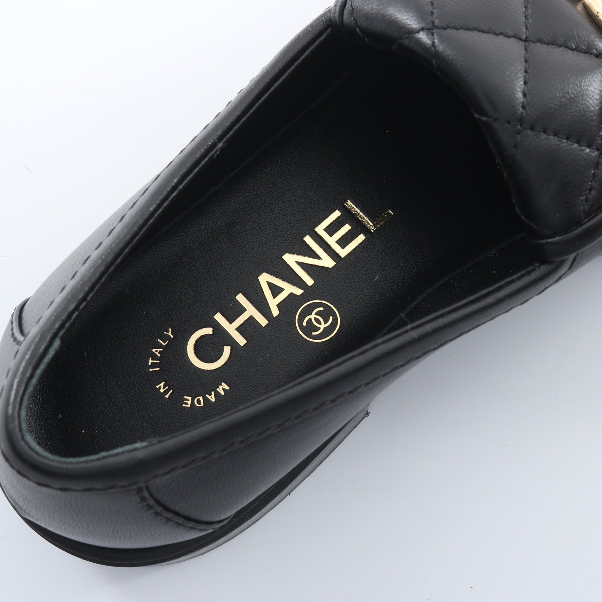 マトラッセ ターンロック ローファー ラムスキン ブラック シャネル シューズ CHANEL