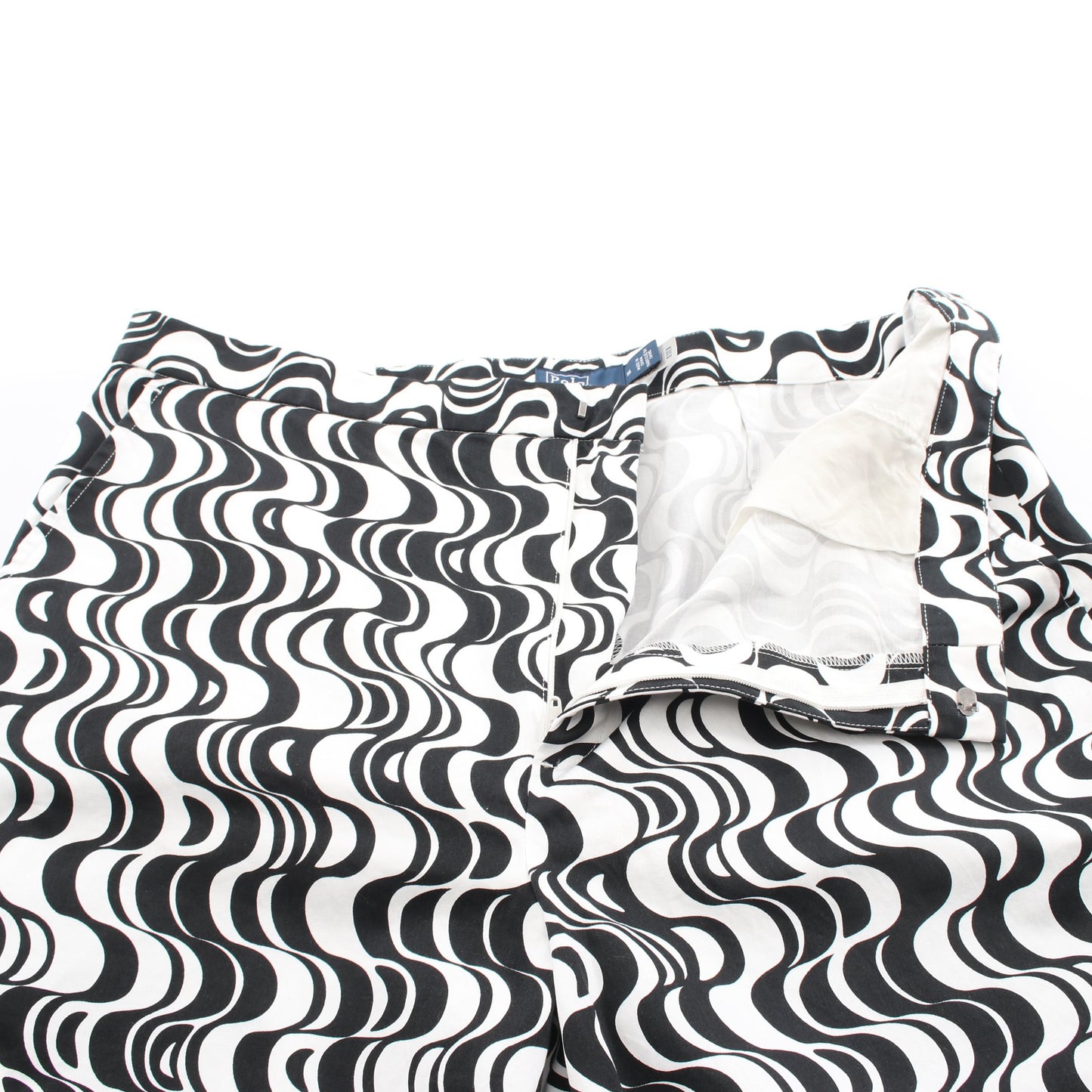 Graphic-Motif Sateen Kick-Flare Trouser パンツ コットン ホワイト ブラック ラルフローレン