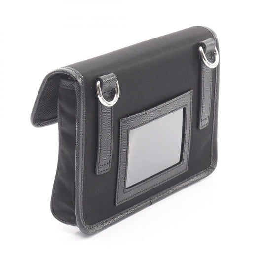 RE NYLON TESSUTO+SAFFIANO スマホケース ショルダーバッグ ナイロン サフィアーノレザー ブラック プラダ バッグ PRADA