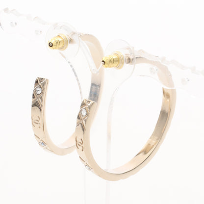 ココマーク フープ ピアス GP ラインストーン ゴールド クリア B25P シャネル アクセサリー CHANEL