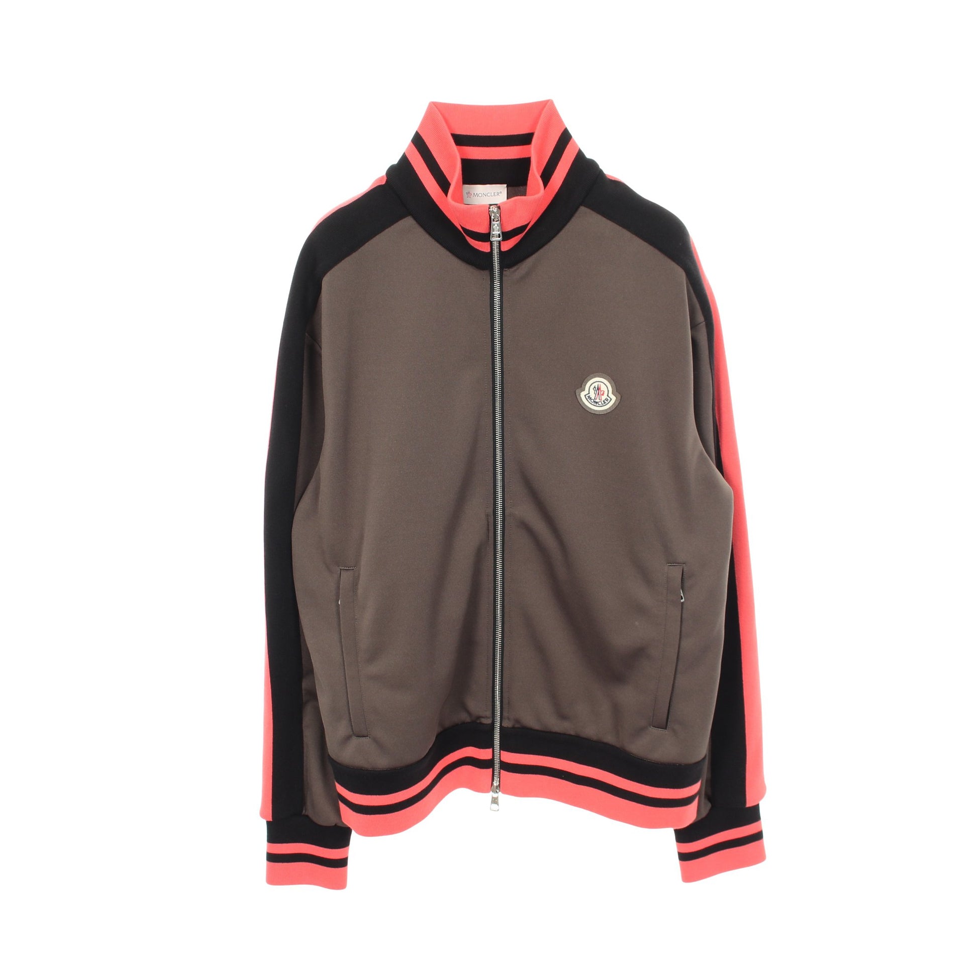 ロゴワッペン トラックジャケット グレーグリーン レッド ブラック モンクレール アウター MONCLER