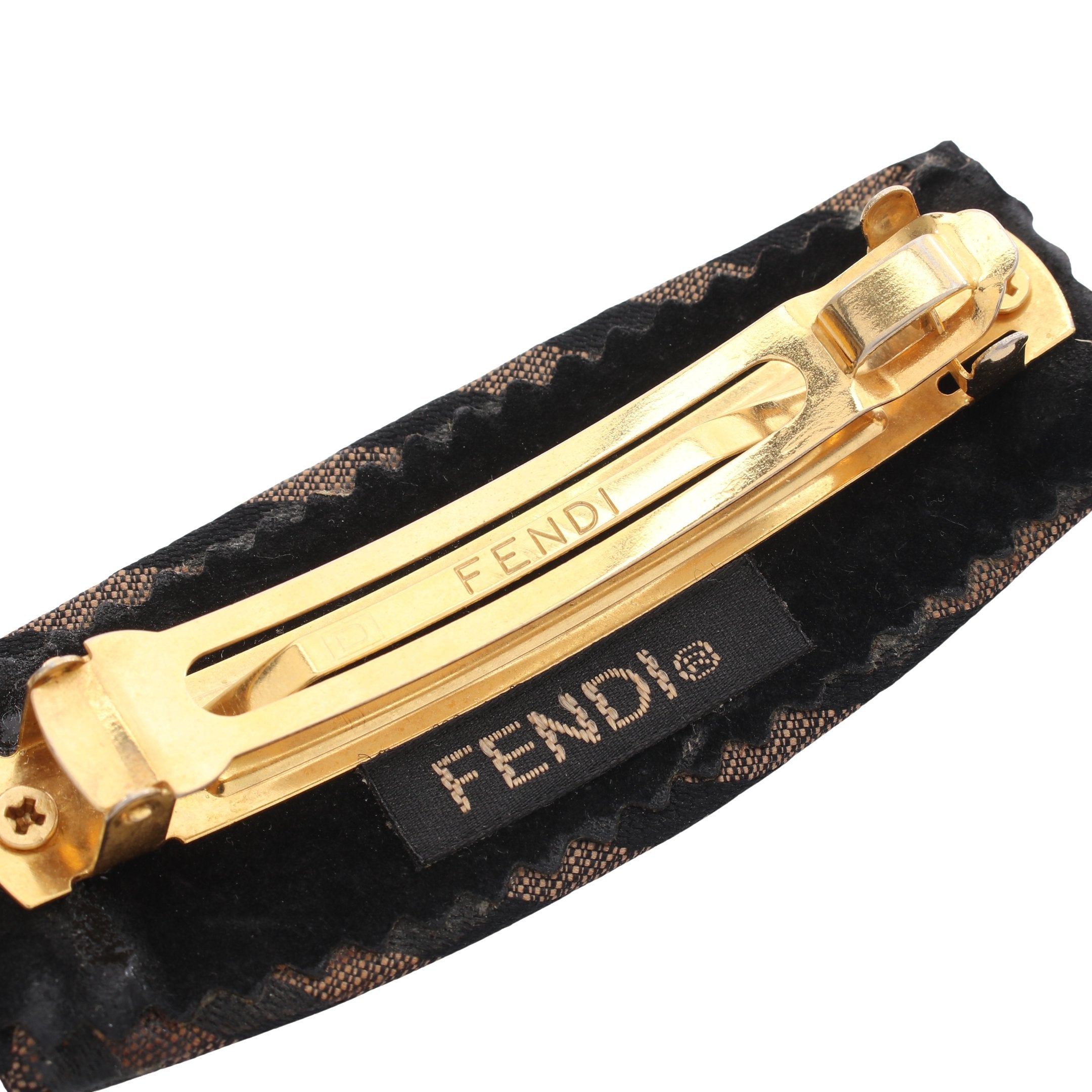 美品　FENDI ブラウン　バレッタ ぺカン バレッタ ファブリック ブラウン ブラック フェンディ – RECLO