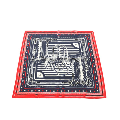 カレ55 Disco Coaching バンダナ スカーフ カシミヤ シルク ネイビー レッド エルメス 財布・小物 HERMES