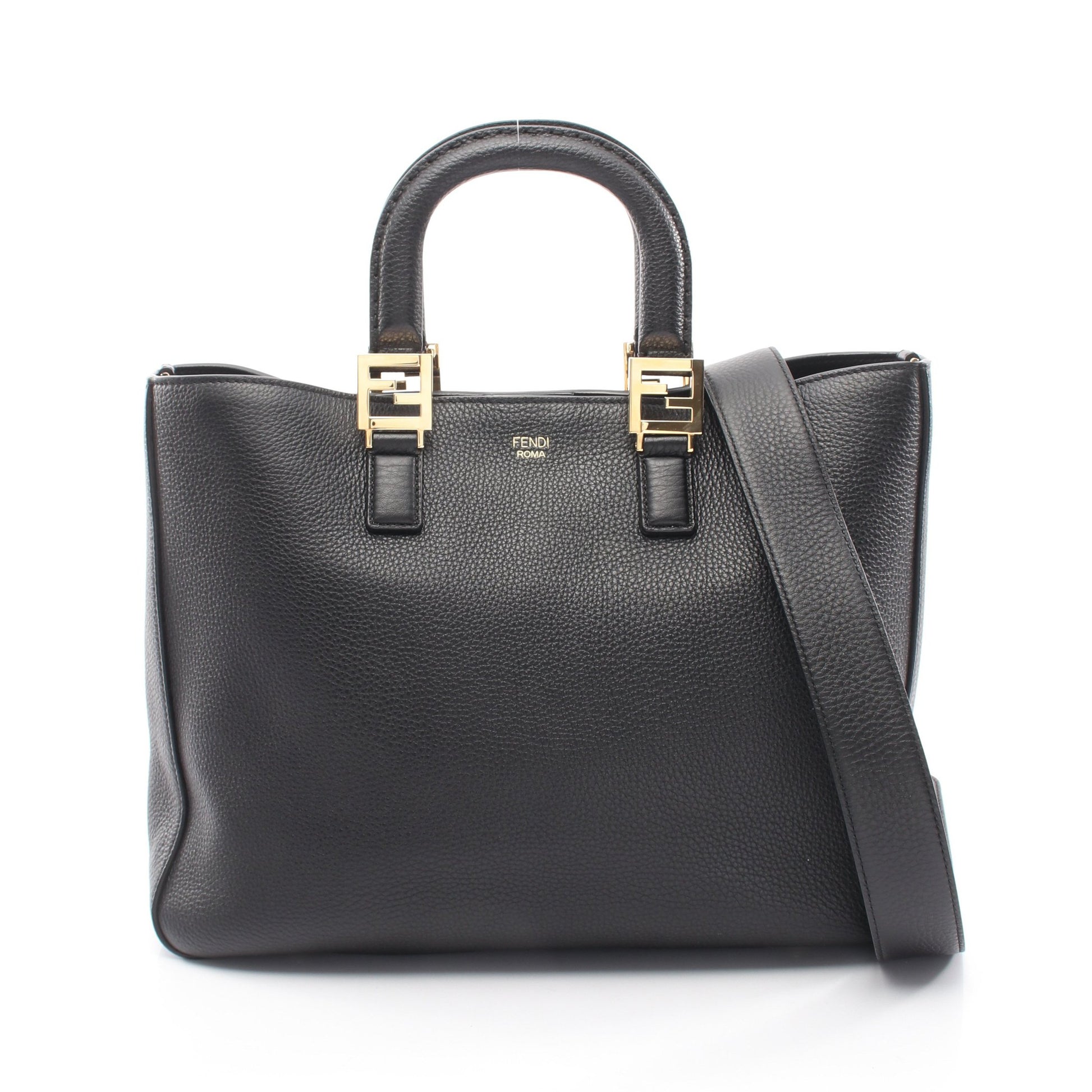 FFトート ミディアム セレリア 2WAY ハンドバッグ トートバッグ レザー ブラック フェンディ バッグ FENDI