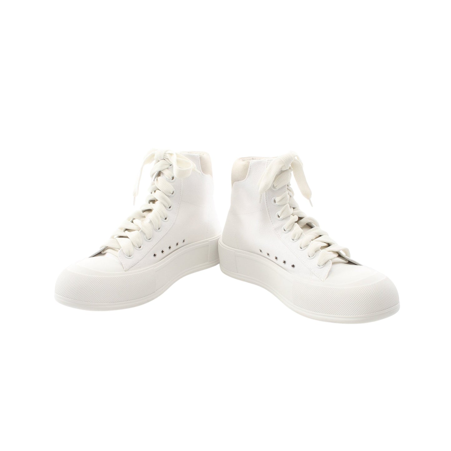 Deck Plimsoll High ハイカットスニーカー キャンバス スエード ホワイト アレキサンダーマックイーン シューズ ALEXANDER MCQUEEN