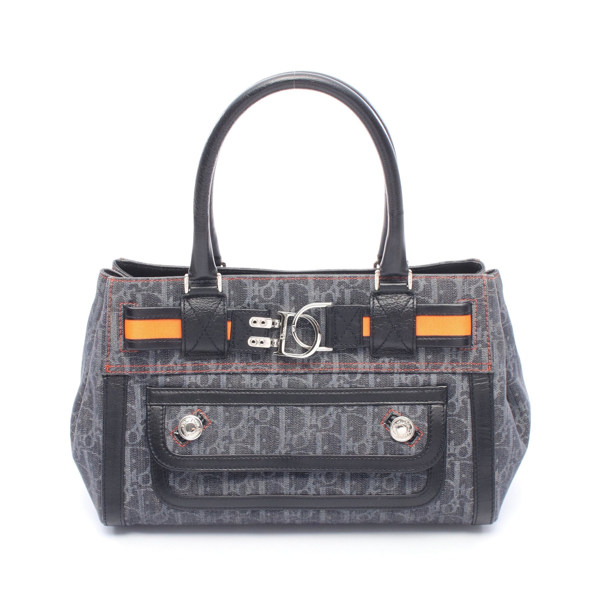 フライトライン トロッター ハンドバッグ デニム レザー ネイビー ブラック オレンジ クリスチャンディオール バッグ Christian Dior