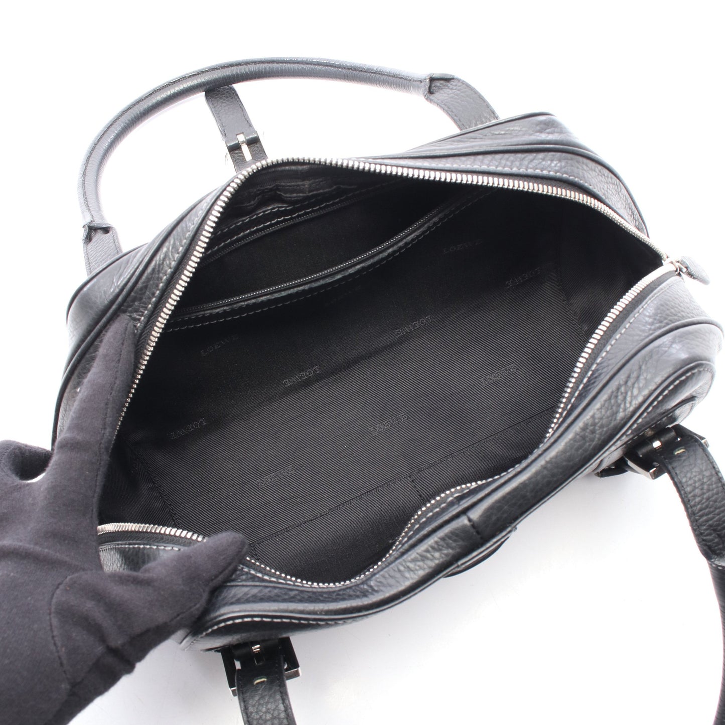 センダ ハンドバッグ ハンドバッグ レザー ブラック ロエベ バッグ LOEWE