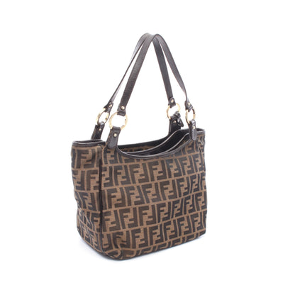 ズッカ ショルダーバッグ トートバッグ キャンバス レザー ブラウン ダークブラウン フェンディ バッグ FENDI