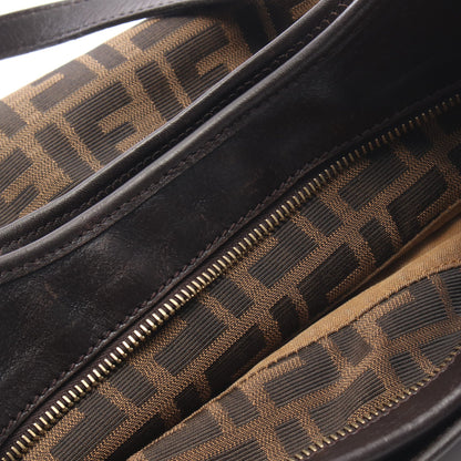 ズッカ ショルダーバッグ トートバッグ キャンバス レザー ブラウン ダークブラウン フェンディ バッグ FENDI