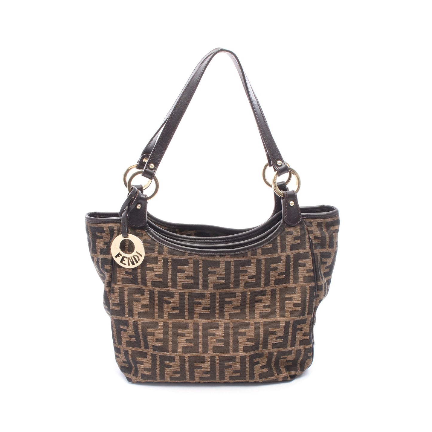 ズッカ ショルダーバッグ トートバッグ キャンバス レザー ブラウン ダークブラウン フェンディ バッグ FENDI