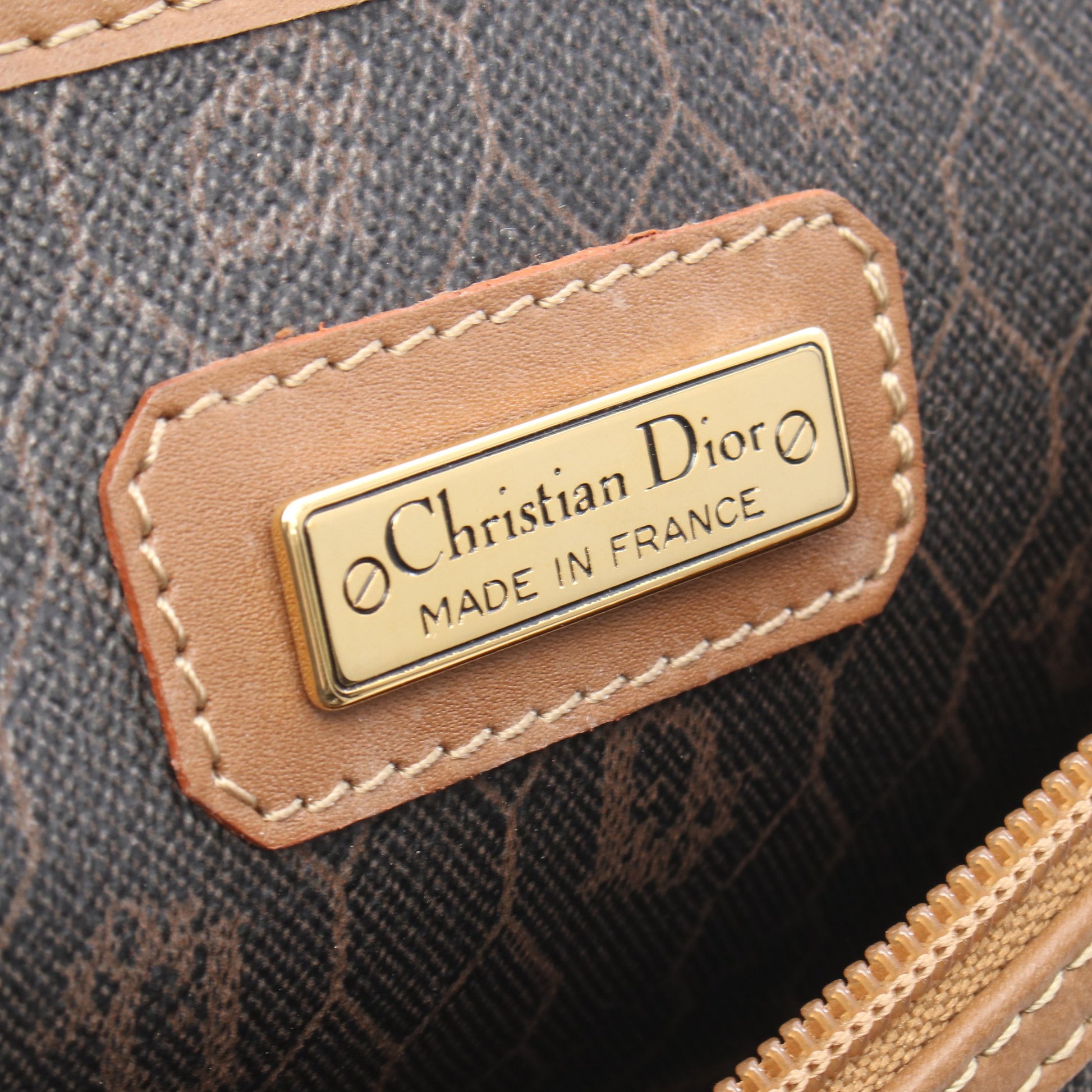 ハニカム トロッター ボストンバッグ PVC レザー ダークブラウン ブラウン クリスチャンディオール バッグ Christian Dior