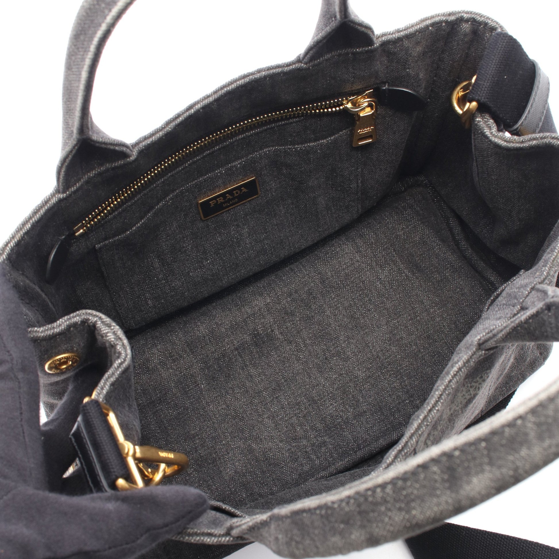 DENIM CANAPA カナパ 2WAY ハンドバッグ トートバッグ デニム ブラック プラダ バッグ PRADA