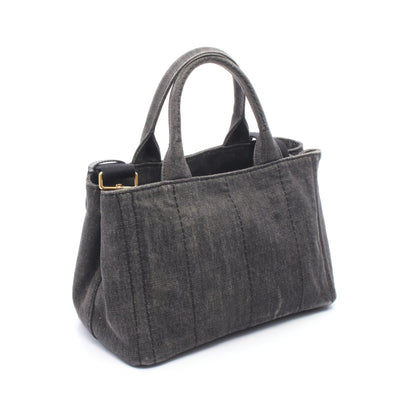 DENIM CANAPA カナパ 2WAY ハンドバッグ トートバッグ デニム ブラック プラダ バッグ PRADA