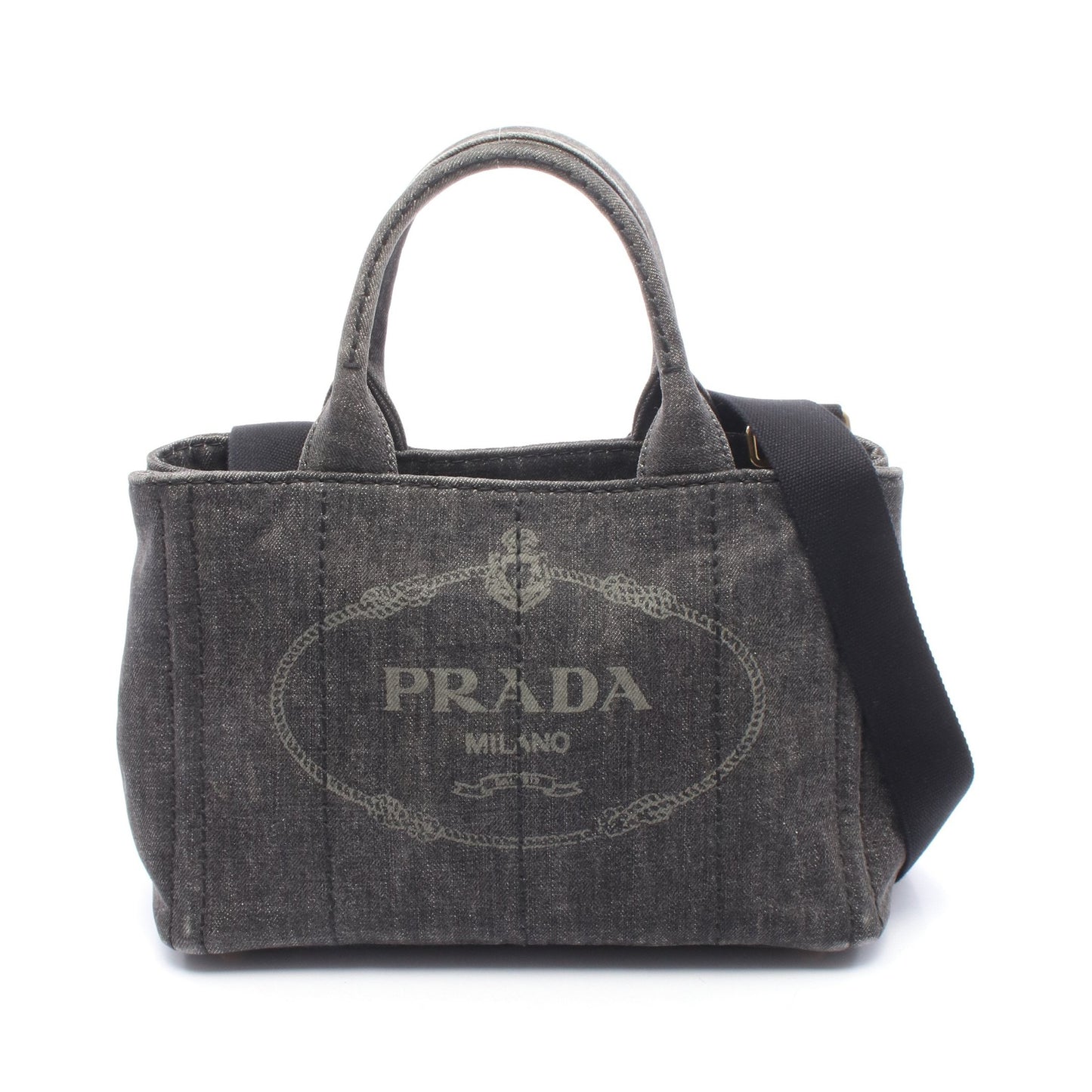 DENIM CANAPA カナパ 2WAY ハンドバッグ トートバッグ デニム ブラック プラダ バッグ PRADA