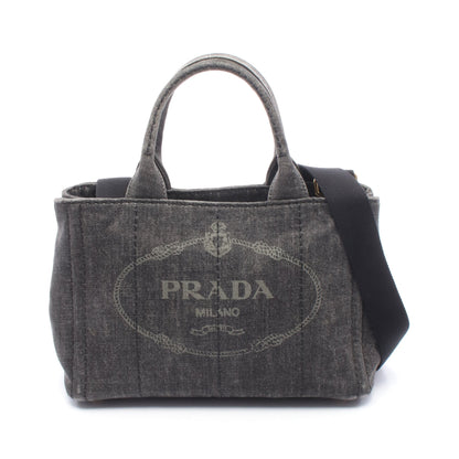 DENIM CANAPA カナパ 2WAY ハンドバッグ トートバッグ デニム ブラック プラダ バッグ PRADA