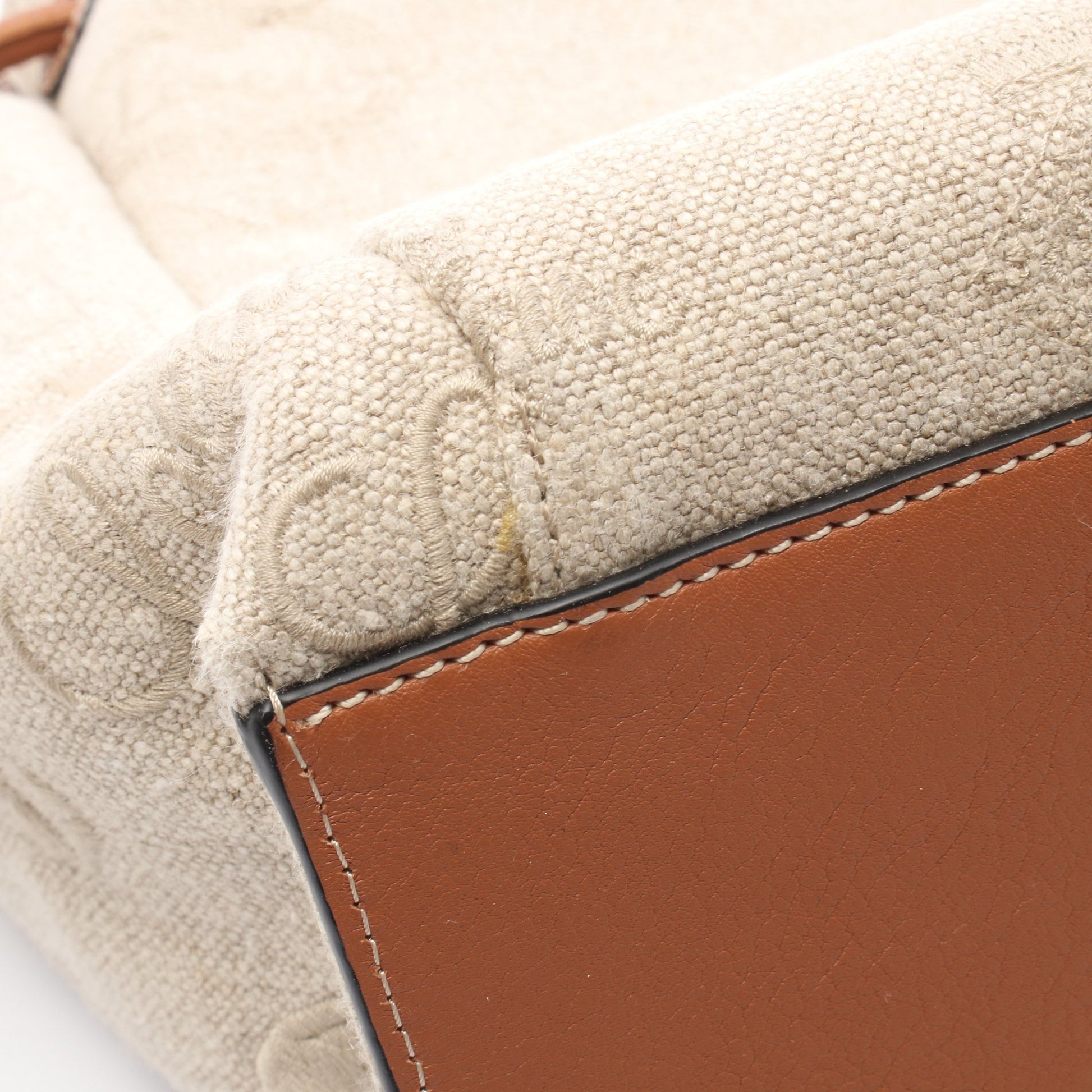 フラメンコ ノット スモール ハンドバッグ トートバッグ キャンバス レザー ベージュ ブラウン ロエベ バッグ LOEWE