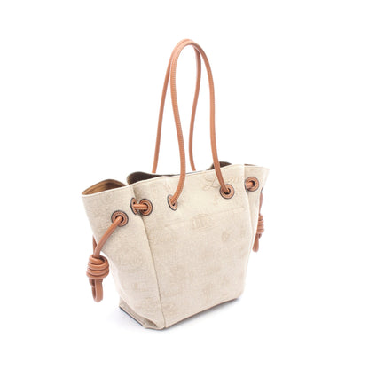 フラメンコ ノット スモール ハンドバッグ トートバッグ キャンバス レザー ベージュ ブラウン ロエベ バッグ LOEWE