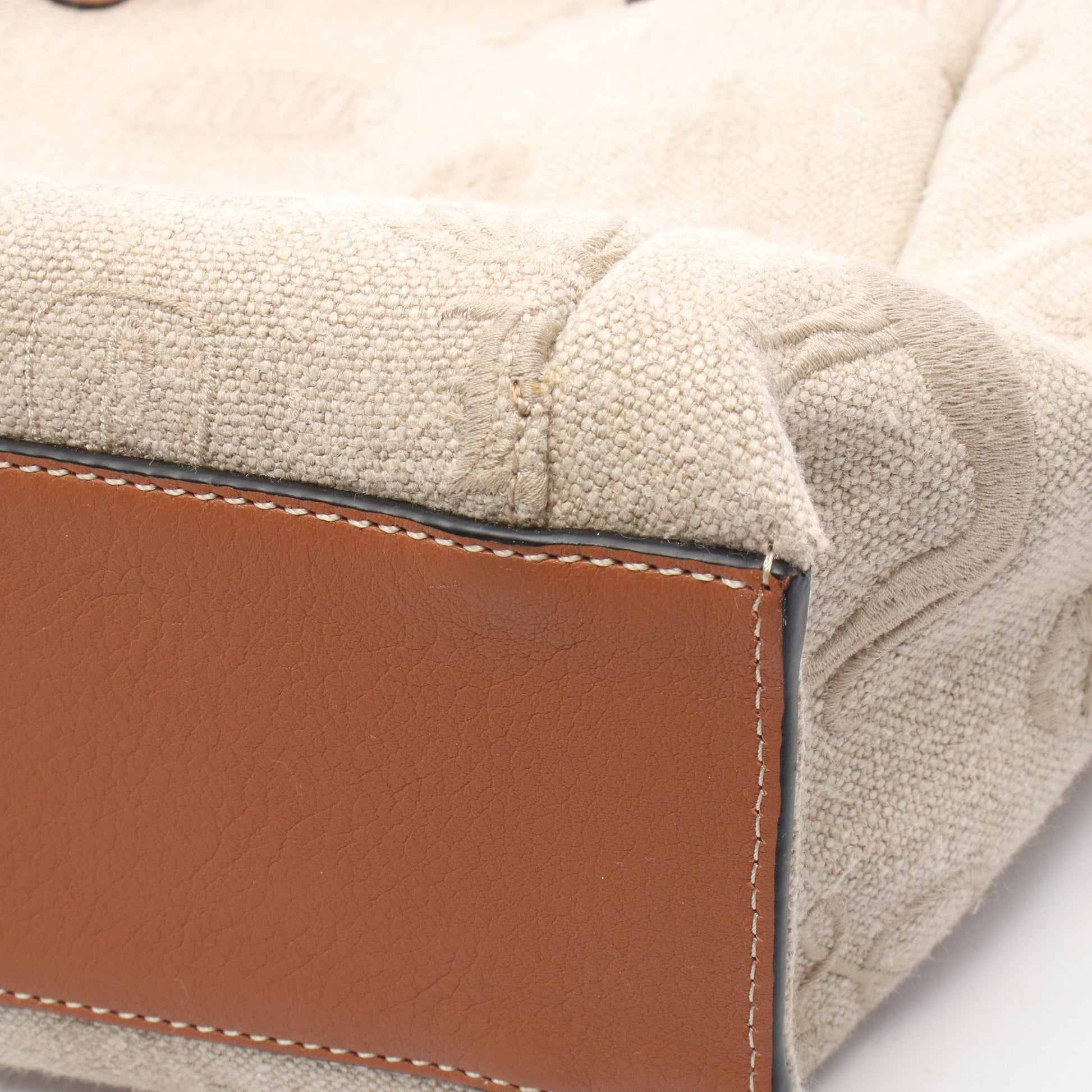 フラメンコ ノット スモール ハンドバッグ トートバッグ キャンバス レザー ベージュ ブラウン ロエベ バッグ LOEWE