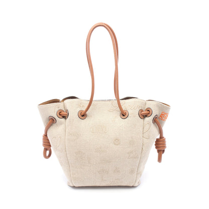 フラメンコ ノット スモール ハンドバッグ トートバッグ キャンバス レザー ベージュ ブラウン ロエベ バッグ LOEWE