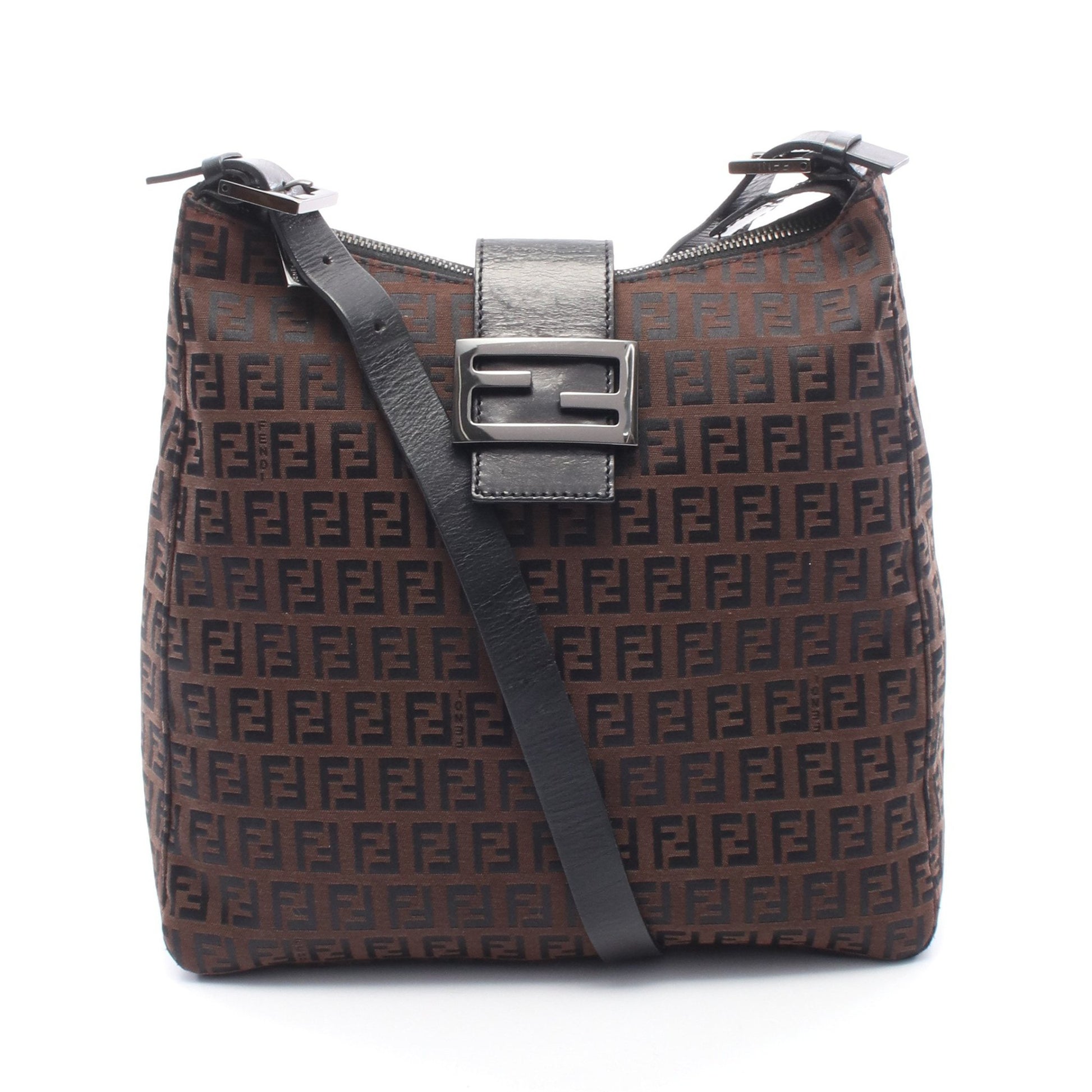 ズッキーノ ショルダーバッグ ナイロン レザー ブラウン ブラック フェンディ バッグ FENDI