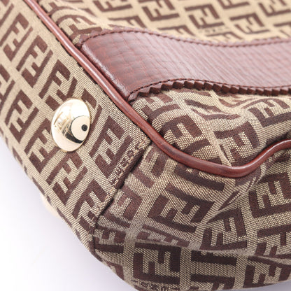 ズッキーノ ハンドバッグ トートバッグ キャンバス レザー ベージュ ダークブラウン フェンディ バッグ FENDI