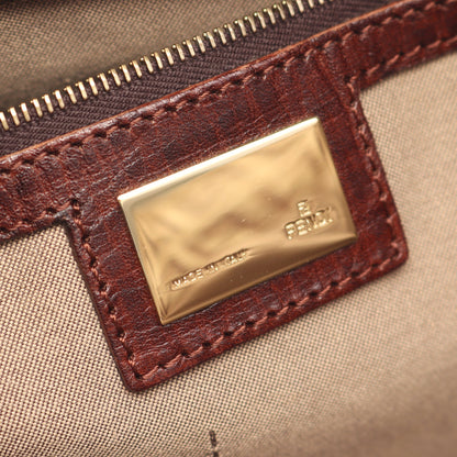 ズッキーノ ハンドバッグ トートバッグ キャンバス レザー ベージュ ダークブラウン フェンディ バッグ FENDI