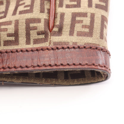 ズッキーノ ハンドバッグ トートバッグ キャンバス レザー ベージュ ダークブラウン フェンディ バッグ FENDI