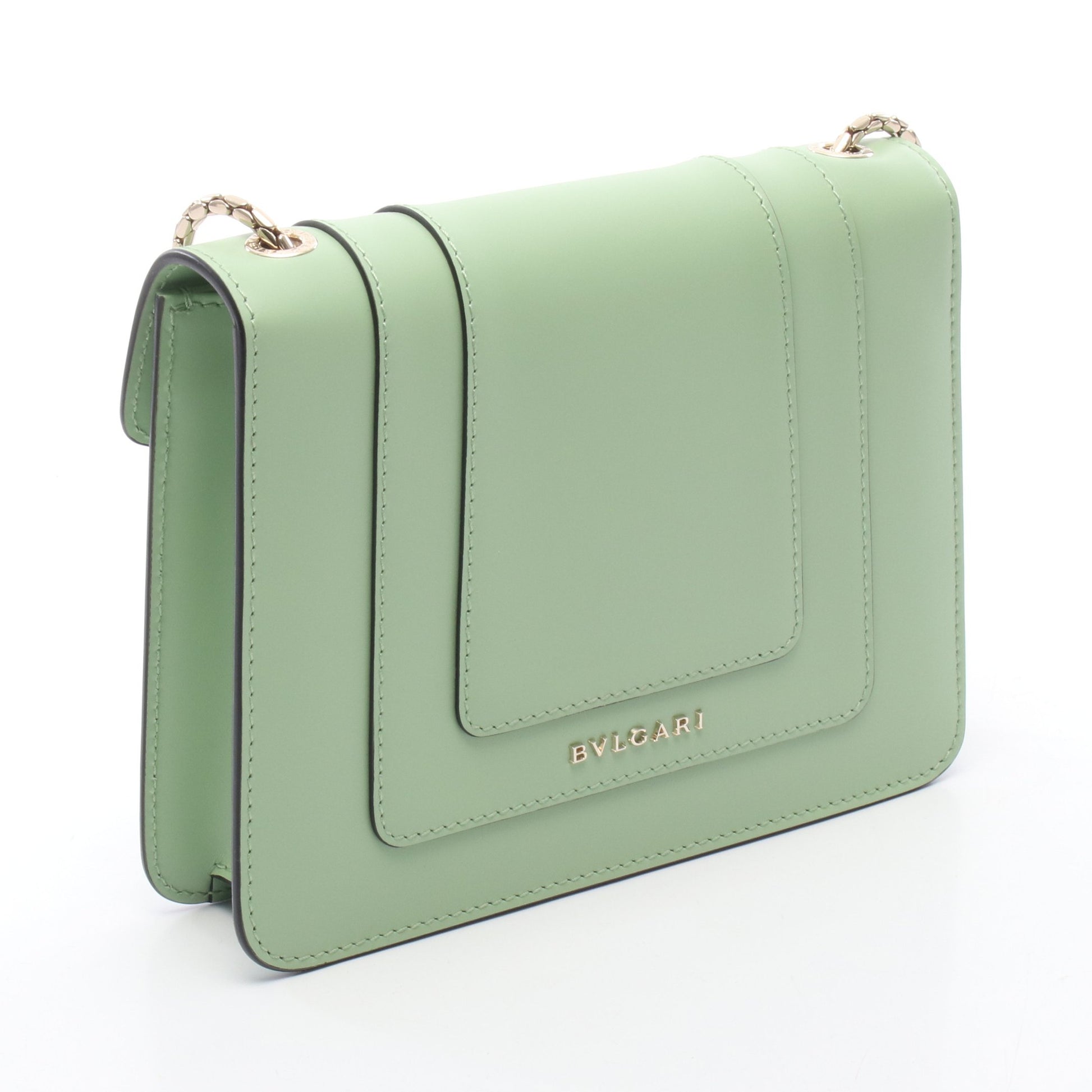 セルペンティ フォーエバー ショルダーバッグ チェーンショルダーバッグ レザー ライトグリーン ブルガリ バッグ BVLGARI