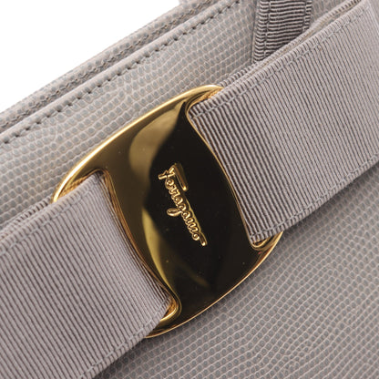 ヴァラリボン 2WAY ハンドバッグ レザー グレー サルヴァトーレフェラガモ バッグ Salvatore Ferragamo