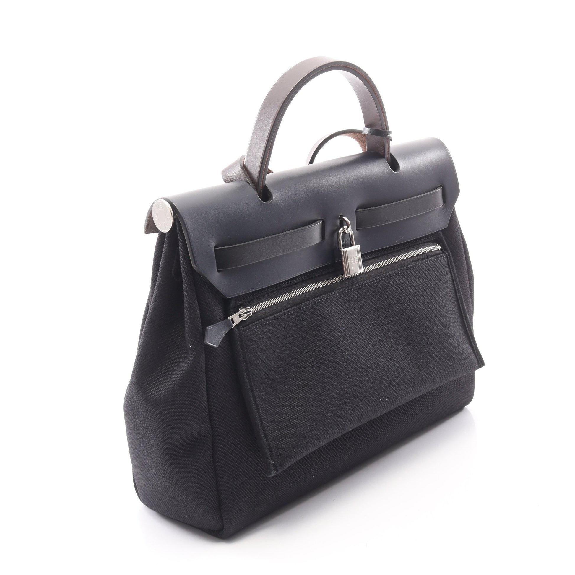エールバッグジップPM ブルーニュイ 2WAY ハンドバッグ トワルミリタリー ヴァッシュハンター ブラック ネイビー シルバー金具 Y刻印 エルメス バッグ HERMES