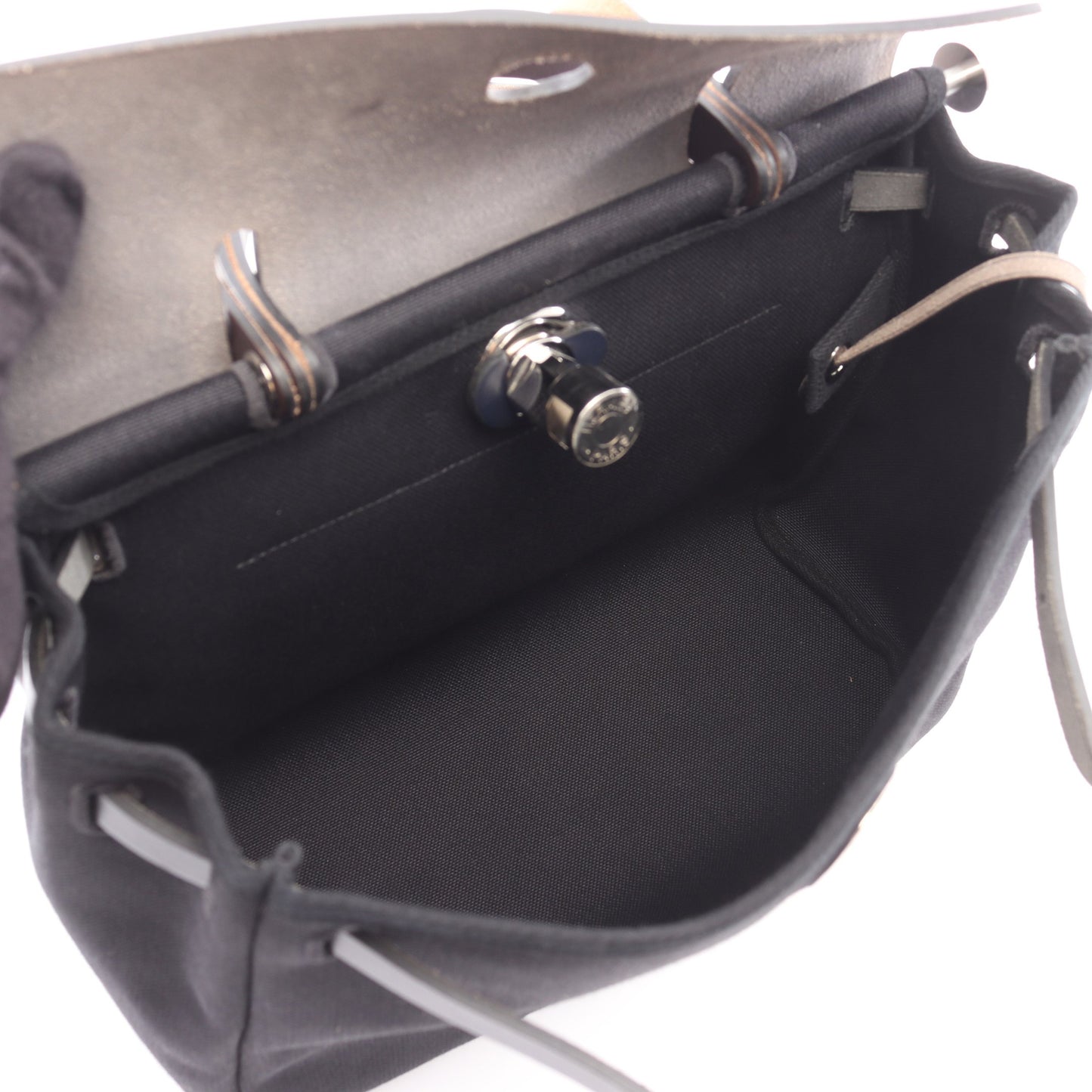 エールバッグジップPM ブルーニュイ 2WAY ハンドバッグ トワルミリタリー ヴァッシュハンター ブラック ネイビー シルバー金具 Y刻印 エルメス バッグ HERMES