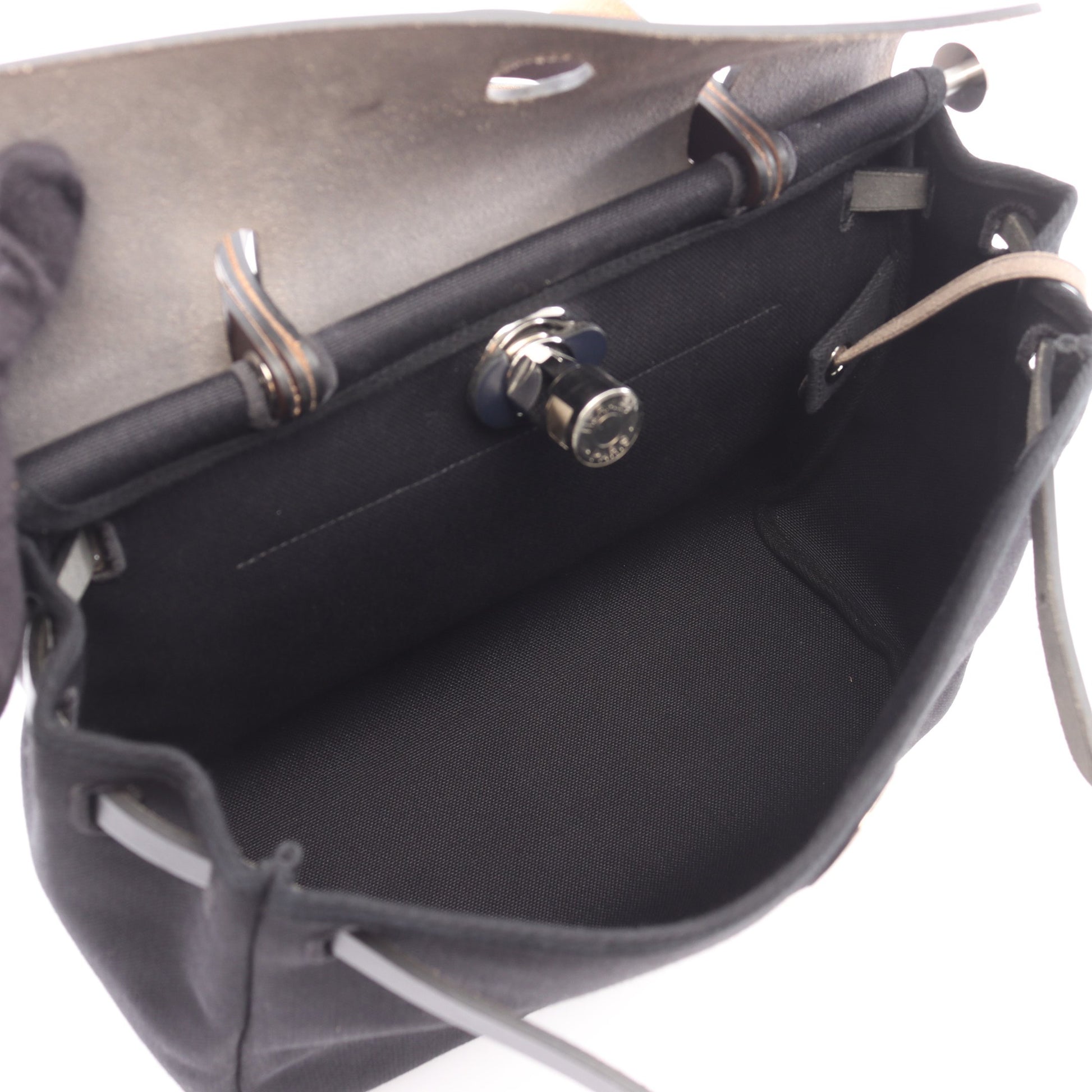 エールバッグジップPM ブルーニュイ 2WAY ハンドバッグ トワルミリタリー ヴァッシュハンター ブラック ネイビー シルバー金具 Y刻印 エルメス バッグ HERMES