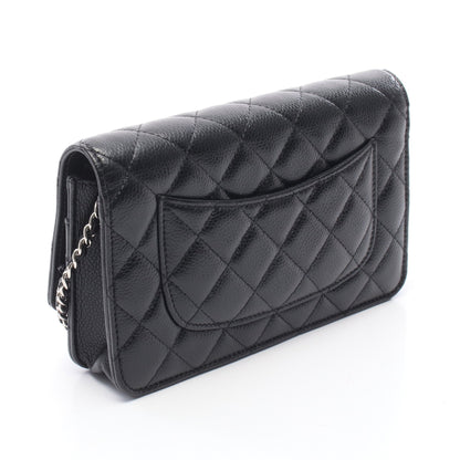 マトラッセ チェーンウォレット キャビアスキン ブラック シルバー金具 シャネル バッグ CHANEL