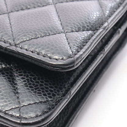 マトラッセ チェーンウォレット キャビアスキン ブラック シルバー金具 シャネル バッグ CHANEL