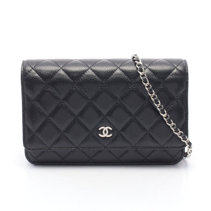 マトラッセ チェーンウォレット キャビアスキン ブラック シルバー金具 シャネル バッグ CHANEL