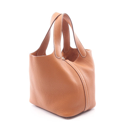 ピコタンPM ゴールド ハンドバッグ トリヨンクレマンス ブラウン シルバー金具 □J刻印 エルメス バッグ HERMES