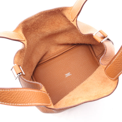 ピコタンPM ゴールド ハンドバッグ トリヨンクレマンス ブラウン シルバー金具 □J刻印 エルメス バッグ HERMES