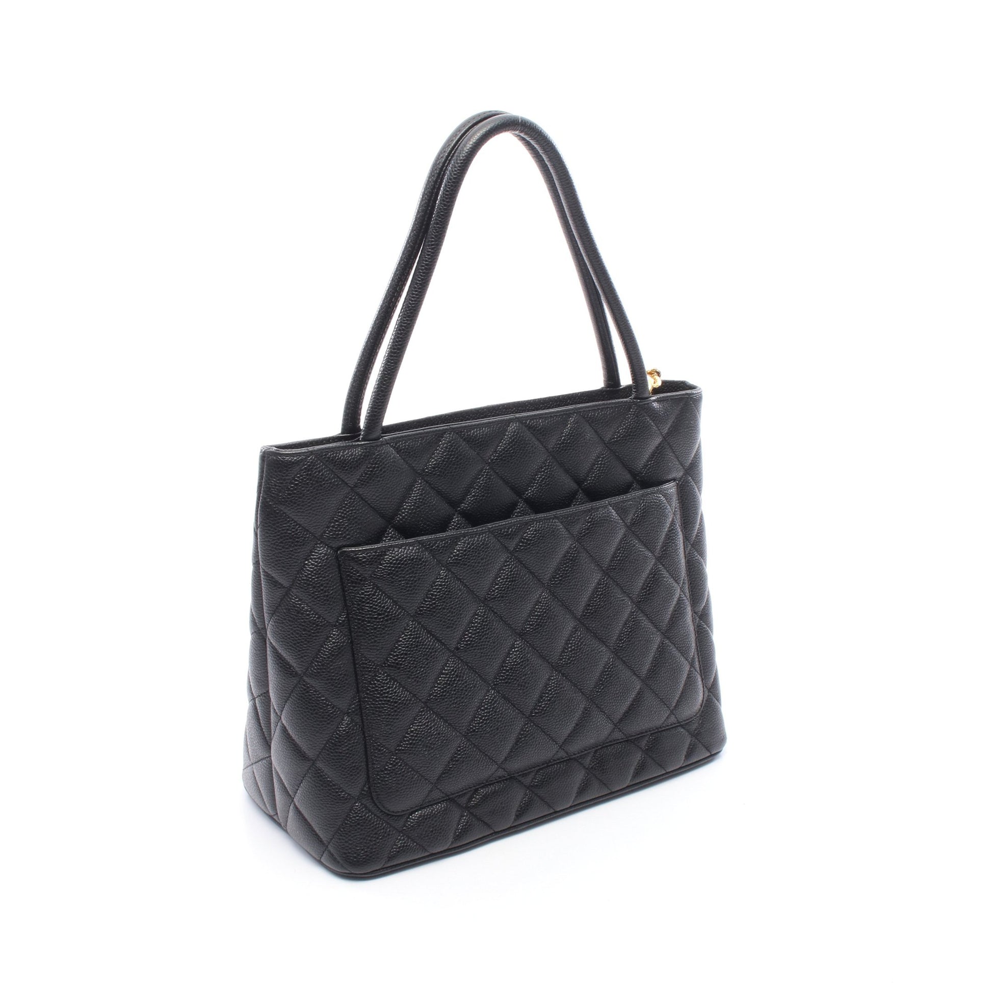 復刻トート ハンドバッグ トートバッグ キャビアスキン ブラック ゴールド金具 シャネル バッグ CHANEL