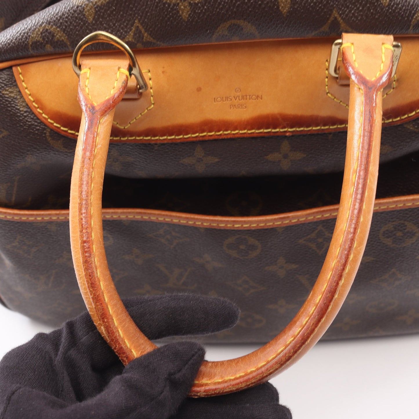 ドーヴィル ボーリングヴァニティ モノグラム ハンドバッグ PVC レザー ブラウン ルイヴィトン バッグ LOUIS VUITTON