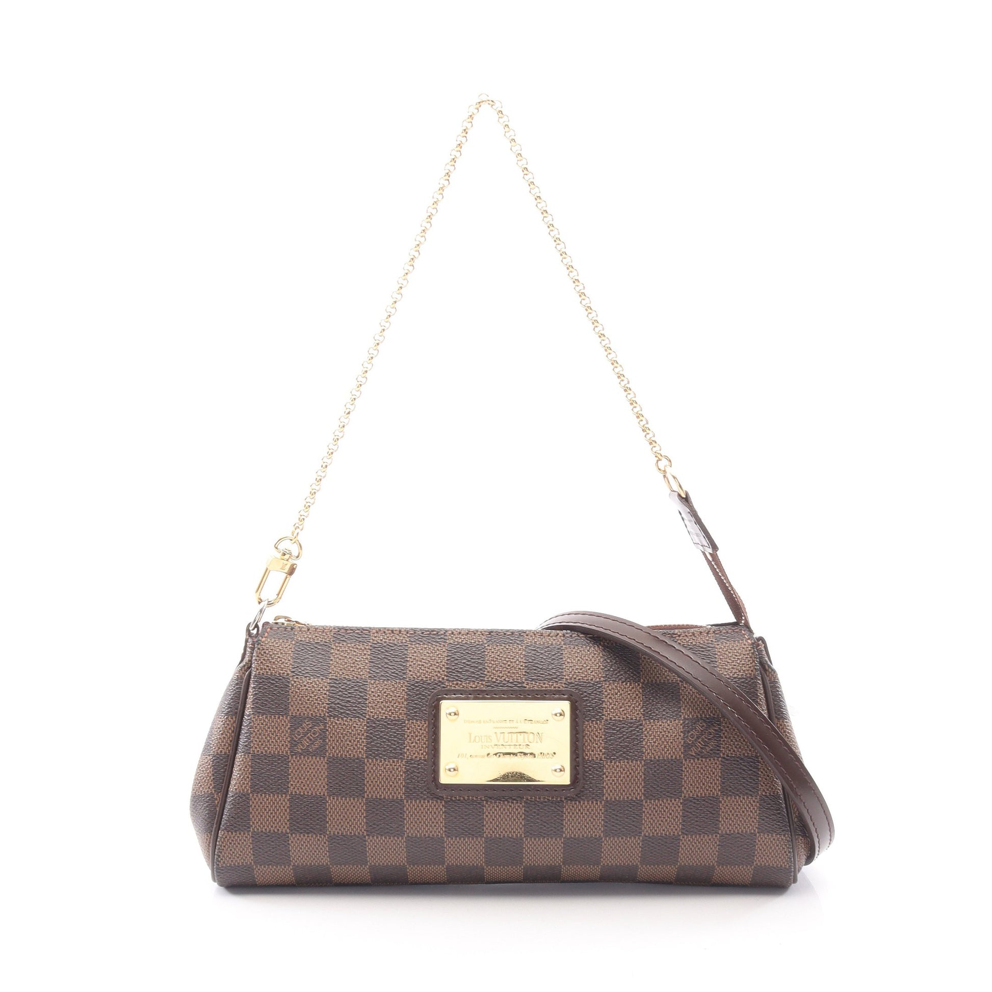 エヴァ ダミエエベヌ 2WAY チェーンハンドバッグ PVC レザー ブラウン ルイヴィトン バッグ LOUIS VUITTON