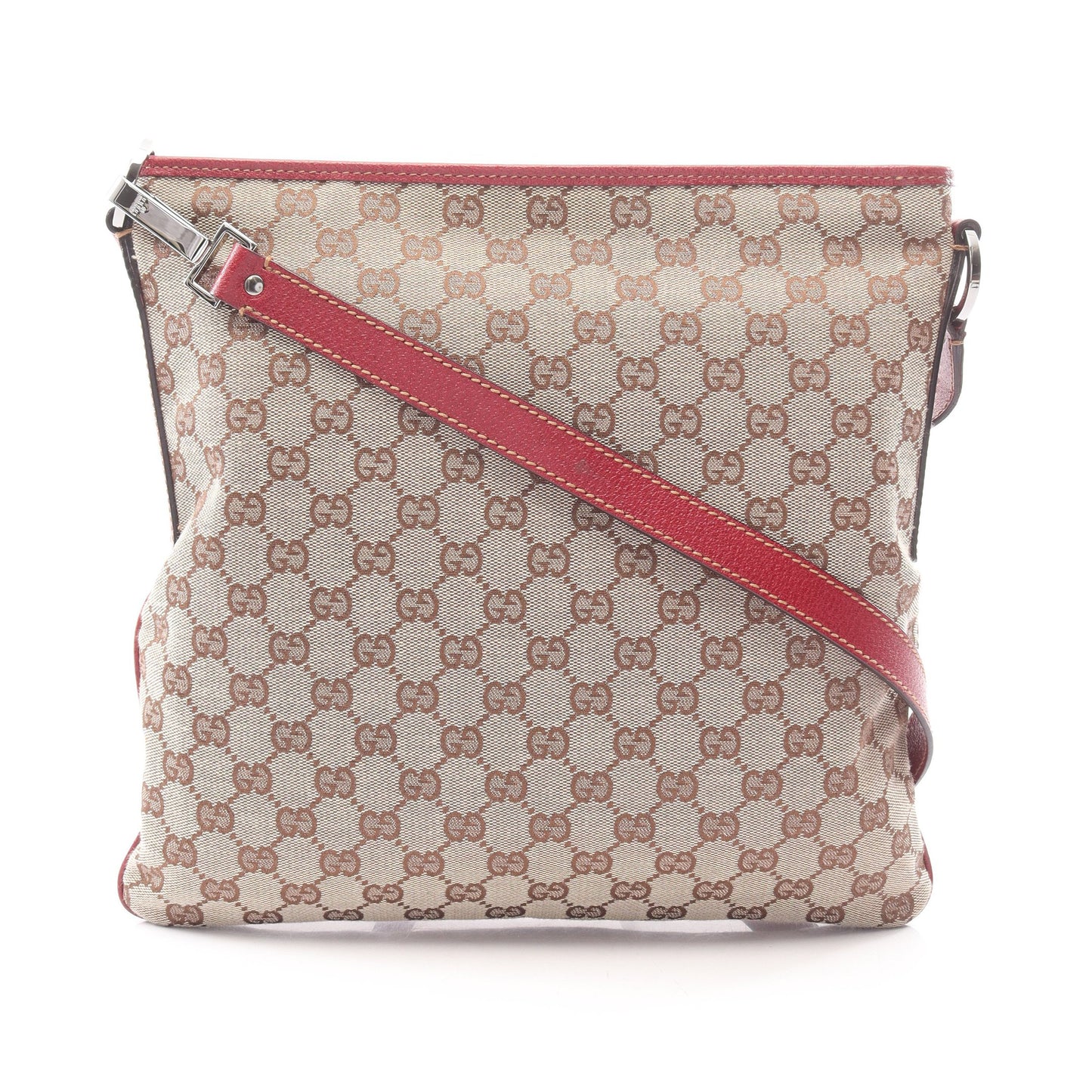 GGキャンバス ショルダーバッグ キャンバス レザー ベージュ ボルドー グッチ バッグ GUCCI
