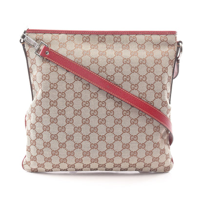 GGキャンバス ショルダーバッグ キャンバス レザー ベージュ ボルドー グッチ バッグ GUCCI