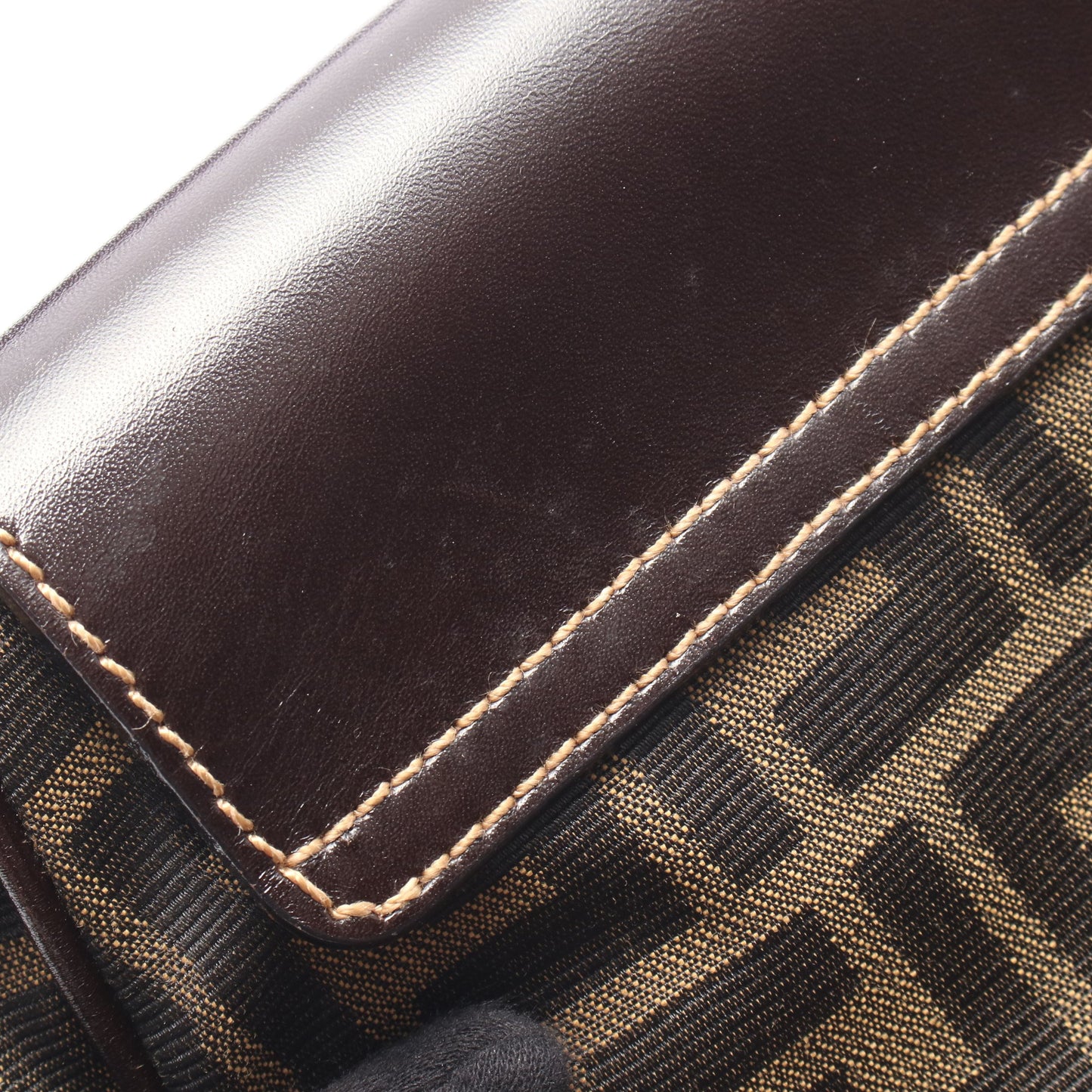 ズッカ ワンショルダーバッグ キャンバス レザー ブラウン ダークブラウン フェンディ バッグ FENDI