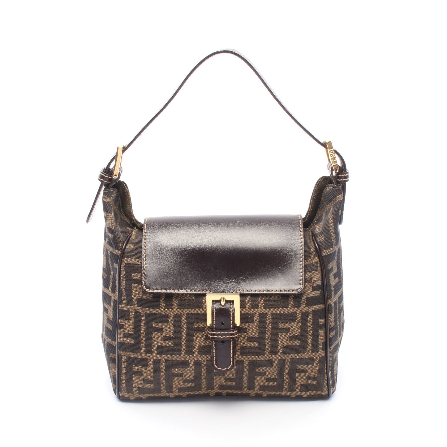 ズッカ ワンショルダーバッグ キャンバス レザー ブラウン ダークブラウン フェンディ バッグ FENDI