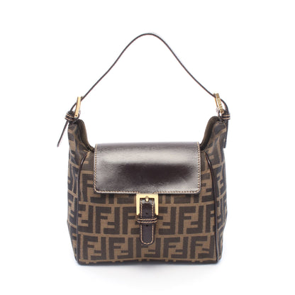 ズッカ ワンショルダーバッグ キャンバス レザー ブラウン ダークブラウン フェンディ バッグ FENDI