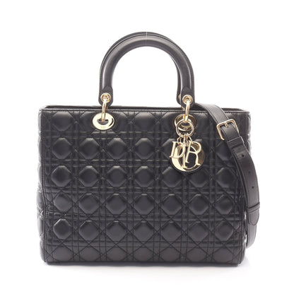 レディディオール ラージ カナージュ 2WAY ハンドバッグ レザー ブラック クリスチャンディオール バッグ Christian Dior
