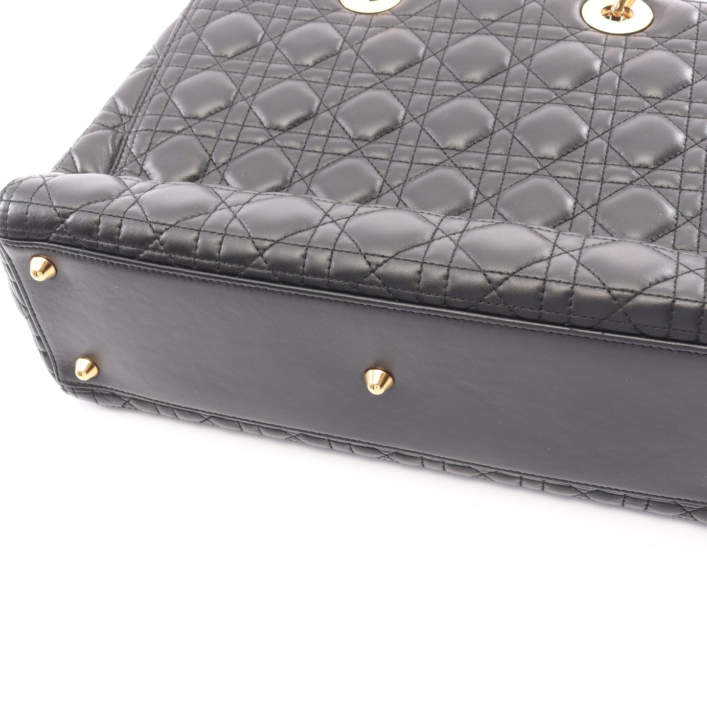 レディディオール ラージ カナージュ 2WAY ハンドバッグ レザー ブラック クリスチャンディオール バッグ Christian Dior