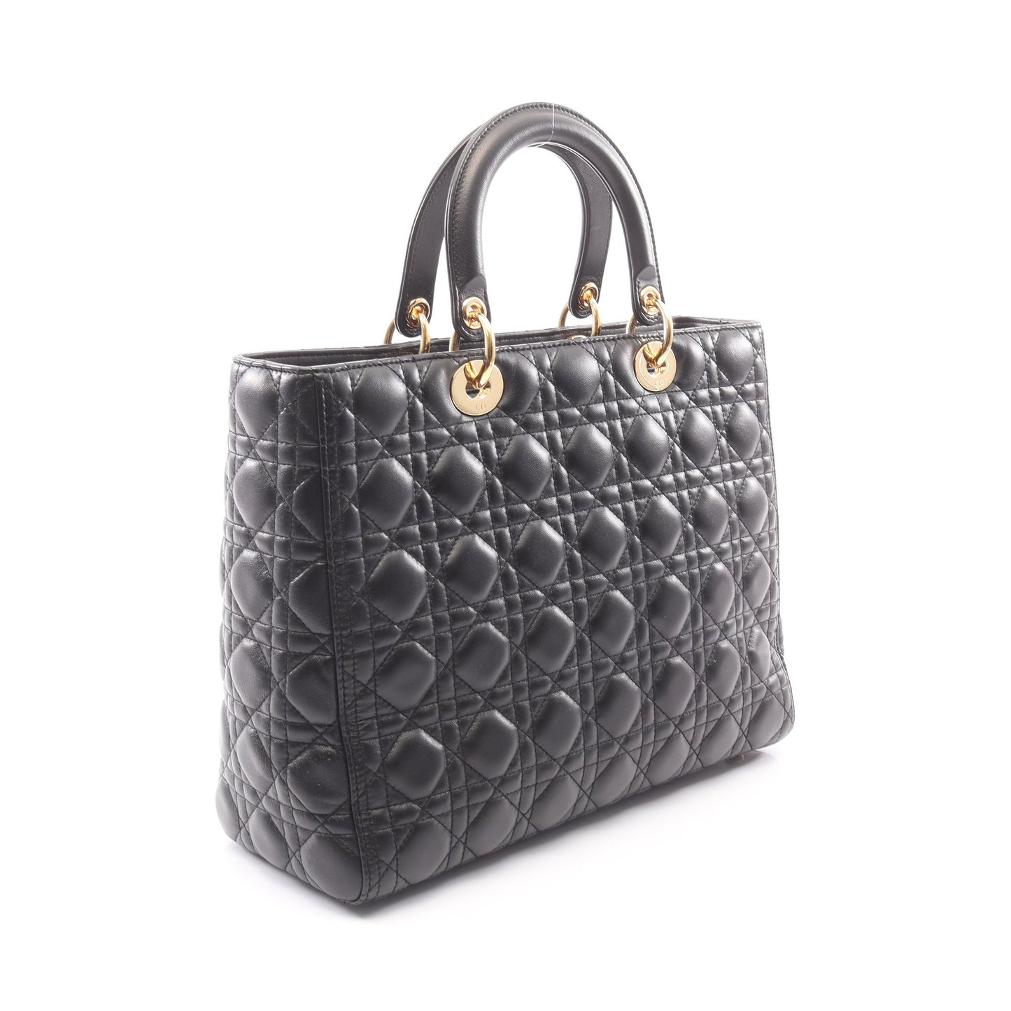 レディディオール ラージ カナージュ 2WAY ハンドバッグ レザー ブラック クリスチャンディオール バッグ Christian Dior